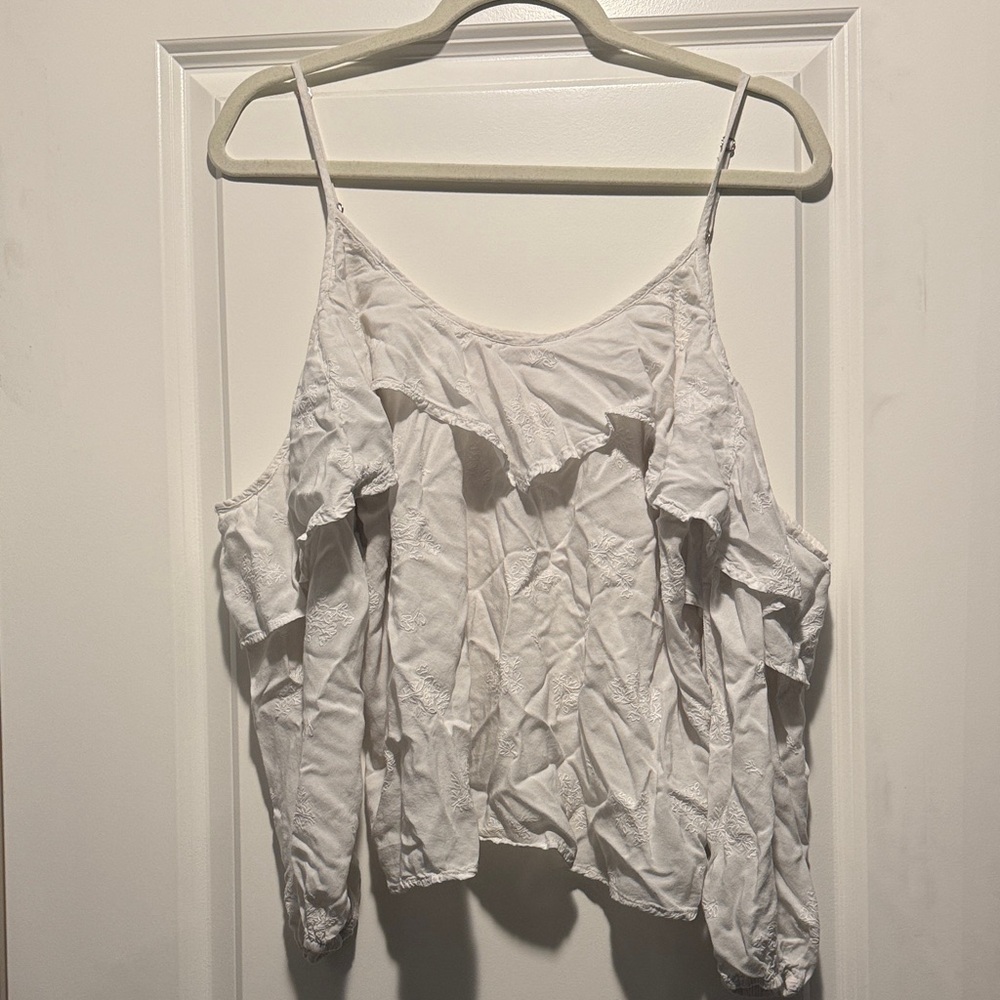 Abercrombie & Fitch White Ruffled Camisole